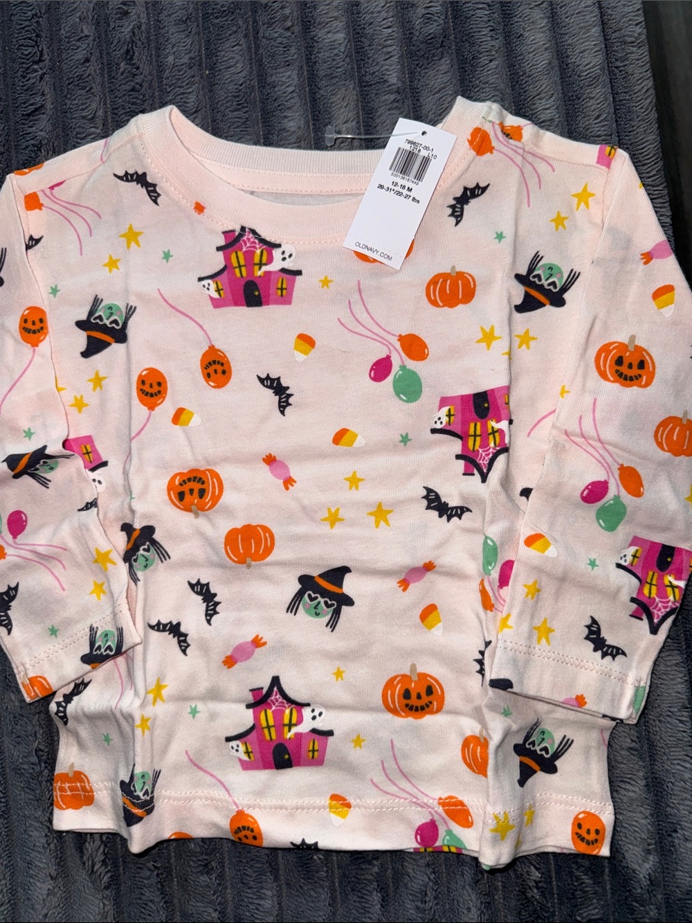 Old Navy Light Pink Halloween Print Long-Sleeve Top